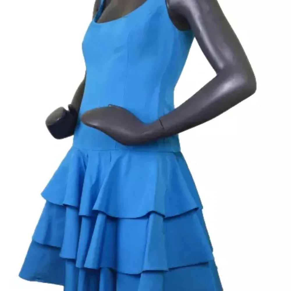 $3498 RALPH LAUREN COLLECTION Purple Label Silk Dress XS 0 Bright Blue new - Picture 7 of 12
